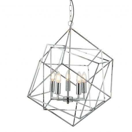 Candelabre, Lustre - Lustra moderna design geometric Cube 5L crom