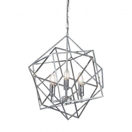 Candelabre, Lustre - Lustra moderna design geometric Cube 3L crom