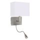 Aplice, corpuri de iluminat pentru pereti - Aplica moderna eleganta cu reader LED Hotel argintiu satin