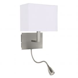 Aplice, corpuri de iluminat pentru pereti - Aplica moderna eleganta cu reader LED Hotel argintiu satin