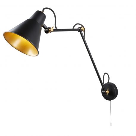Aplice, corpuri de iluminat pentru pereti - Aplica moderna design retro Adjustable Wall negru/auriu