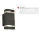 Aplice - Aplica perete exterior IP44 Up and Down Sheffield gri inchis