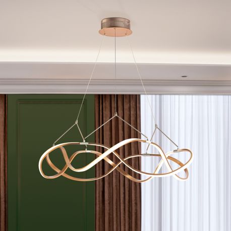 Pendule, Lustre suspendate - Lustra LED design ultra-modern Molly auriu roze 80cm