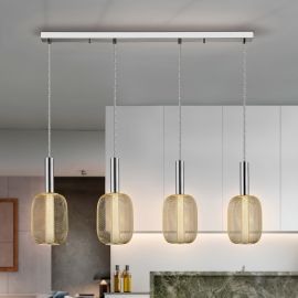 Pendule, Lustre suspendate - Lustra cu 4 pendule LED design modern Micron crom/auriu