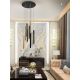 Pendule, Lustre suspendate - Lustra dimabila cu 9 pendule LED design modern Varas negru/auriu