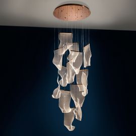 Corpuri de iluminat Lustre pentru casa scarii - Lustra LED ultra-moderna design exclusivist Ø70cm Velos auriu roze