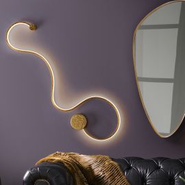 Aplice, corpuri de iluminat pentru pereti - Aplica de perete LED design modern decorativ Grafos auriu