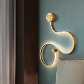 Aplice, corpuri de iluminat pentru pereti - Aplica de perete LED design modern decorativ Grafos auriu