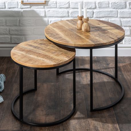 Masute Living - Set de 2 masute design industrial, Elements