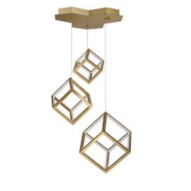 Candelabre, Lustre - Lustra cu 3 pendule LED design modern geometric GABBIA auriu