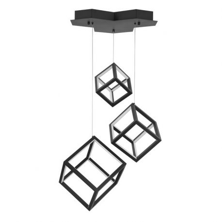 Candelabre, Lustre - Lustra cu 3 pendule LED design modern geometric GABBIA negru
