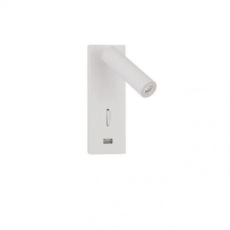 Aplice, corpuri de iluminat pentru pereti - Aplica cu reader LED directionabil si USB Charger Fuse alba