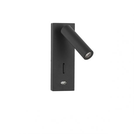 Aplice, corpuri de iluminat pentru pereti - Aplica cu reader LED directionabil si USB Charger Fuse neagra