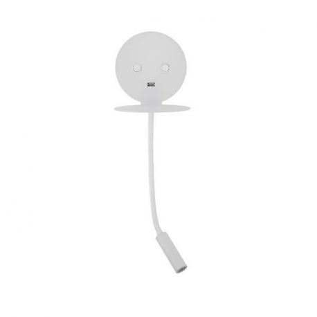 Aplice, corpuri de iluminat pentru pereti - Aplica ambientala cu reader LED directionabil si USB Charger Eclip alba