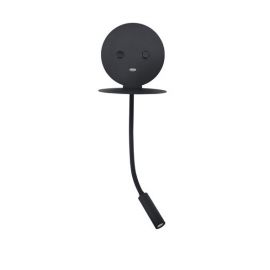 Aplice, corpuri de iluminat pentru pereti - Aplica ambientala cu reader LED directionabil si USB Charger Eclip neagra