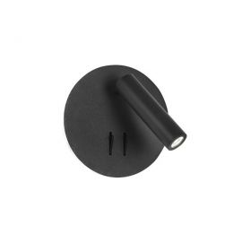Aplice, corpuri de iluminat pentru pereti - Aplica moderna cu reader LED directionabil Penor neagra