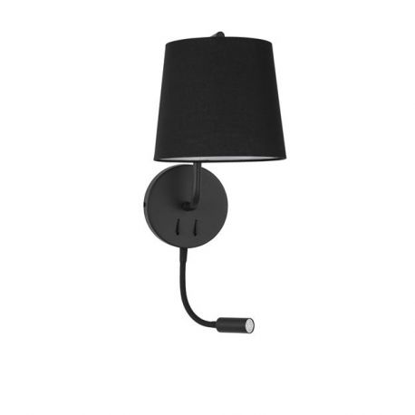 Aplice, corpuri de iluminat pentru pereti - Aplica de perete moderna cu reader LED Sage neagra