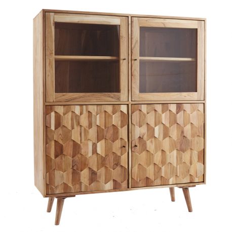 Vitrine - Vitrina din lemn Mystic Living 140cm, salcam natur