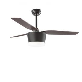 Lustre cu ventilator - Lustra LED cu ventilator si telecomanda design modern Monsoon stejar