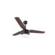 Lustre cu ventilator - Lustra LED cu ventilator si telecomanda design modern Monsoon stejar