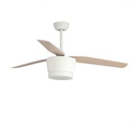 Lustre cu ventilator - Lustra LED cu ventilator si telecomanda design modern Monsoon alb/artar