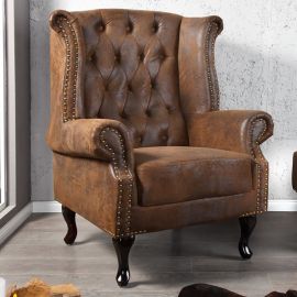 Fotolii - Fotoliu clasic stil englezesc Chesterfield maro antic