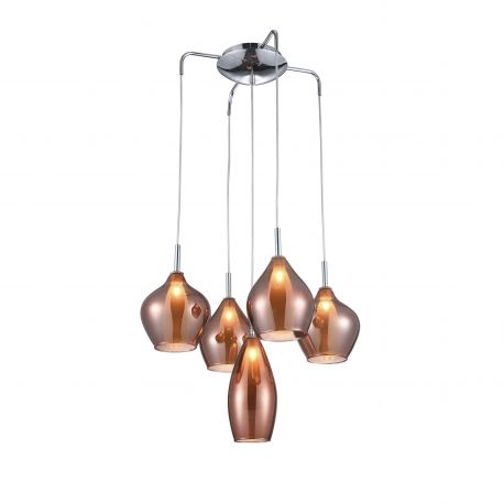 Pendule, Lustre suspendate - Lustra moderna AMBER MILANO 5 cupru