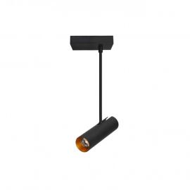 Plafoniere cu spoturi, Spoturi aplicate - Spot directionabil cu brat, aplicat de tavan/plafon LENS SQUARE negru/auriu
