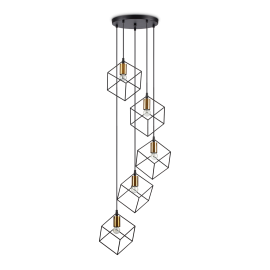 Pendule, Lustre suspendate - Lustra cu 5 pendule design modern ICE SP5 NERO