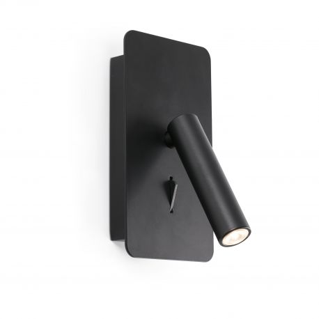 Aplice, corpuri de iluminat pentru pereti - Aplica cu reader LED minimalista cu USB charger SUAU Black