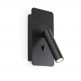 Aplice, corpuri de iluminat pentru pereti - Aplica cu reader LED minimalista SUAU neagra