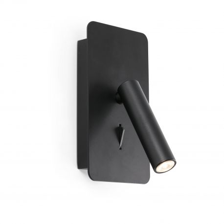 Aplice, corpuri de iluminat pentru pereti - Aplica cu reader LED minimalista SUAU neagra
