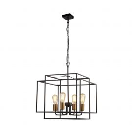 Pendule, Lustre suspendate - Lustra metalica moderna Crate 4lt Black