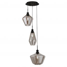 Pendule, Lustre suspendate - Lustra cu 3 pendule din sticla fumurie Mia