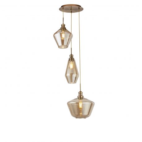 Pendule, Lustre suspendate - Lustra cu 3 pendule din sticla champagne Mia