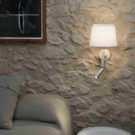 Aplice, corpuri de iluminat pentru pereti - Aplica perete cu reader LED moderna design elegant SAVOY alba