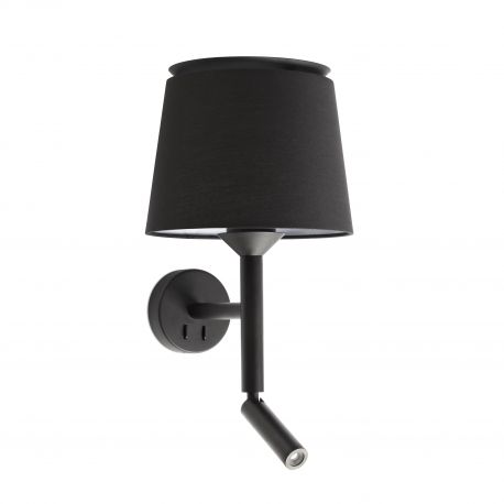 Aplice, corpuri de iluminat pentru pereti - Aplica perete cu reader LED moderna design elegant SAVOY neagra