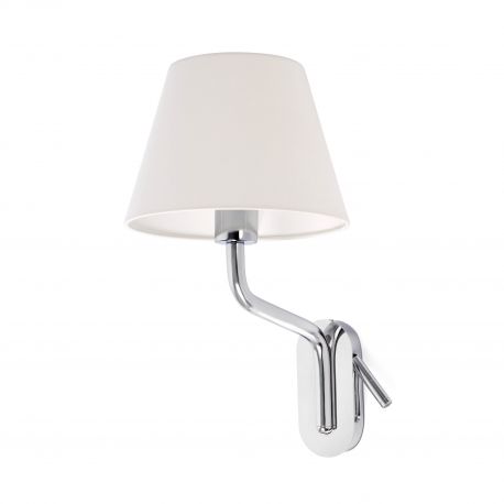 Aplice, corpuri de iluminat pentru pereti - Aplica cu reader LED pe stanga design elegant ETERNA crom/alb