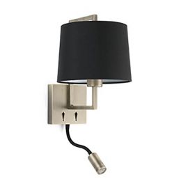 Aplice, corpuri de iluminat pentru pereti - Aplica perete cu reader LED design clasic FRAME auriu antic/negru