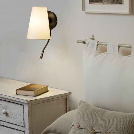 Aplice, corpuri de iluminat pentru pereti - Aplica cu reader LED moderna design elegant LUPE negru/bej