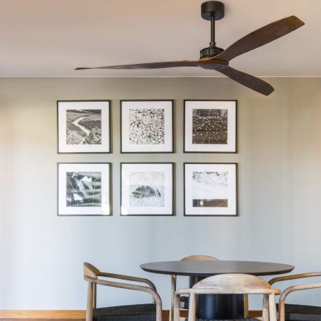 Lustre cu ventilator - Ventilator de tavan cu telecomanda design modern JUSTFAN lemn/negru