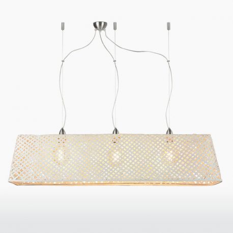 Candelabre, Lustre - Lustra suspendata din bambus KOMODO alb