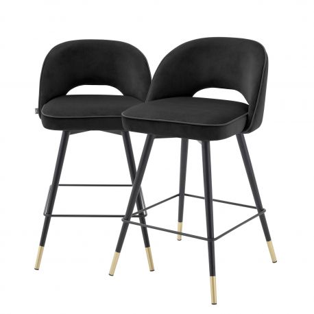 Scaune Bar - Set de 2 scaune de bar design modern LUX Cliff, H-92,5cm negru