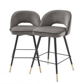 Set de 2 scaune de bar design modern LUX Cliff, H-92,5cm gri