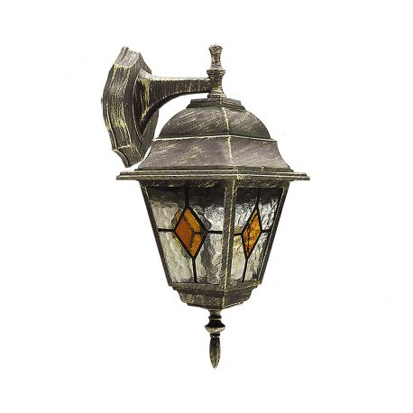 Aplice - Aplica pentru iluminat exterior IP43, down light, auriu antic, sticla Tiffany, Monaco