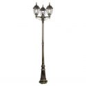 Stalp pentru iluminat exterior cu 3 brate, H-225cm, IP44, auriu antic Toronto