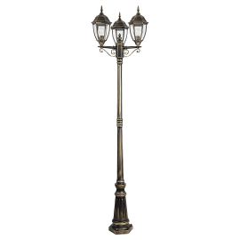 Stalpi - Stalp pentru iluminat exterior cu 3 brate, H-225cm, IP44, auriu antic Toronto
