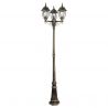 Stalp pentru iluminat exterior cu 3 brate, H-225cm, IP44, auriu antic Toronto