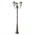 Stalp exterior cu 3 brate, H-210cm, IP43, auriu antic Madrid