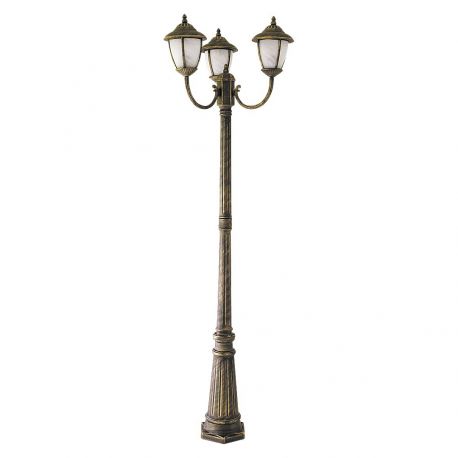 Stalpi - Stalp exterior cu 3 brate, H-210cm, IP43, auriu antic Madrid